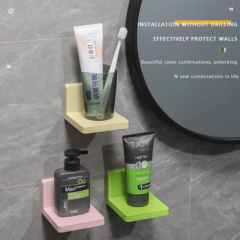 Bathroom Shelf Without Drilling Soap Dish Floating Shelves Plastic Kitchen Organizer Showe Rack  Kitchen Spong Storage Rack 2