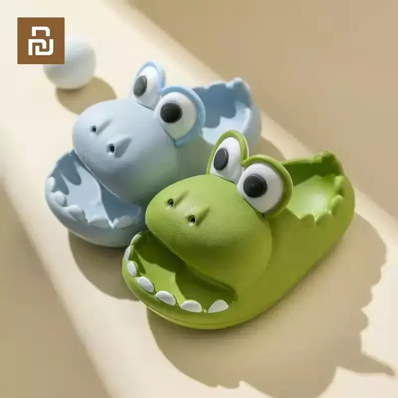 Sandálias de Dinossauro Antiderrapantes para Meninos e Meninas Eva Slides Macios Sapatos de Dinossauro Fofos Chinelo de Banheiro Adulto Moda Youpin