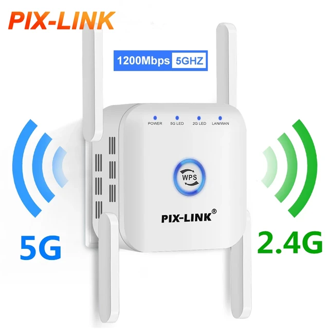 PIXLINK – répéteur double WiFi sans fil 5G/2.4Ghz, 1200/300Mbps