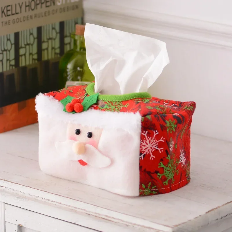 

Red Green Santa Claus Tissue Box Set Christmas Toilet Paper Bag Holder Bathroom Paper Bag Christmas Tissue Storage Decoration