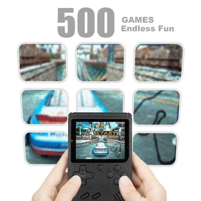 Handheld Video Game Built in 500 Games Retro Portable Mini Console 8 Bit 3.0 Inch Color LCD Kids Color Game Player Single Double