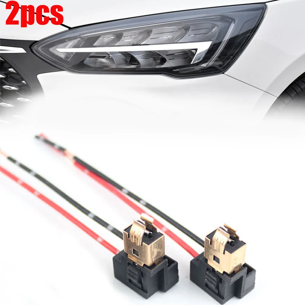 

2pcs H1 H3 Car Light Bulb Socket Crooked Plug Copper Core Double Wire Bakelite Plug Car Lamp Socket Connector Wire