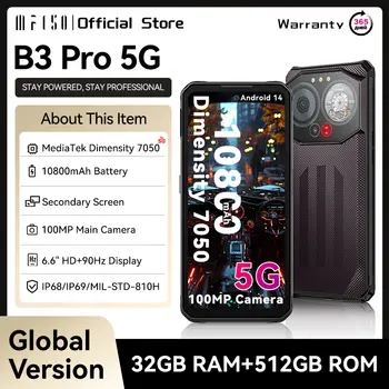IIIF150 B3 Pro 5G Rugged Phone Dual Display Android 14 Smartphone 10800mAh 100MP Camera 6.6-inch Display 32GB RAM 512GB ROM