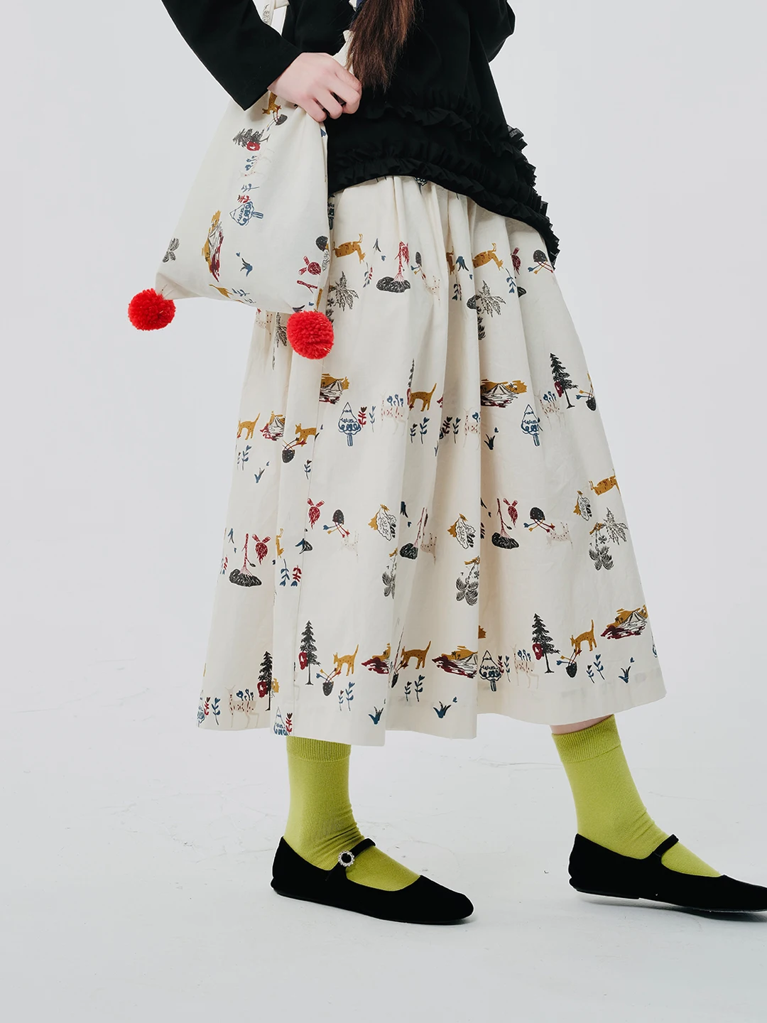 Imakokoni 2024 용수철 순면 새끼 사슴 숲 스커트, 신축성 허리, 느슨한 캐주얼 바지, 여성 244524 