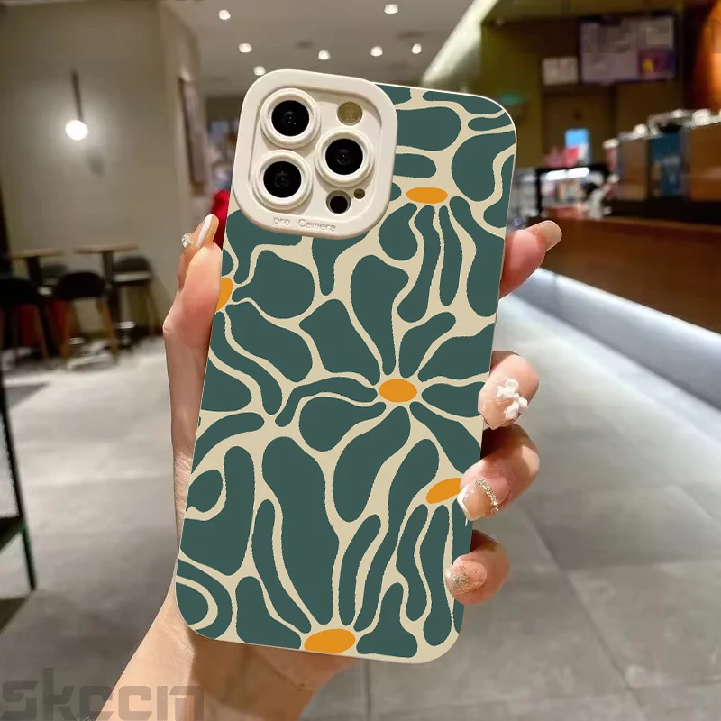 Green Floral Geometric Patchwork Phone Case Cover