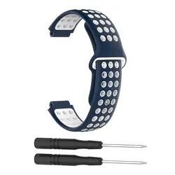 Silicone Waterproof Smartwatch Wristband Bracelet - Soft and Durable Strap (Deep blue-white)