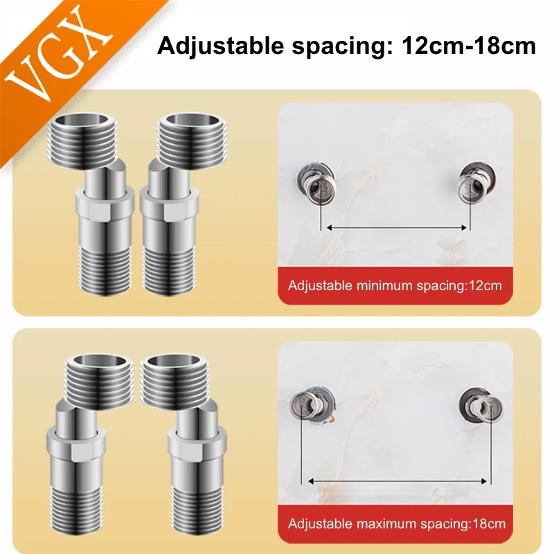 Shower Extension Corner Telescopic Curved Feet 360 Degree Adjustable Shower Faucet Angled Adapter for Bathroom Eccentric Screw faucet accessories