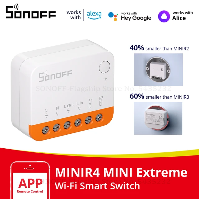 SONOFF MINI Extreme (MINIR4) ESP32 WiFi smart switch can fit into most gang  boxes - CNX Software
