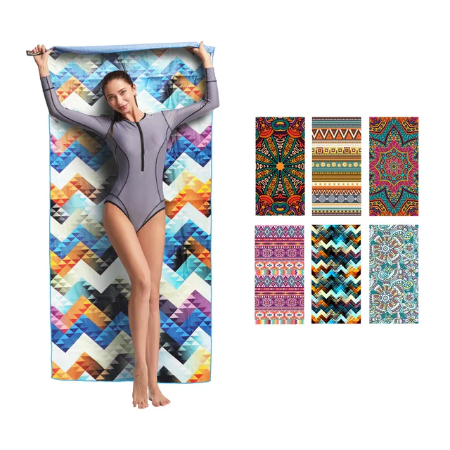 HiTurbo Microfiber Quick Drying Beach Towels , Ultra Lightweight, Fast-drying Super Absorbent Bohemian Printing 1