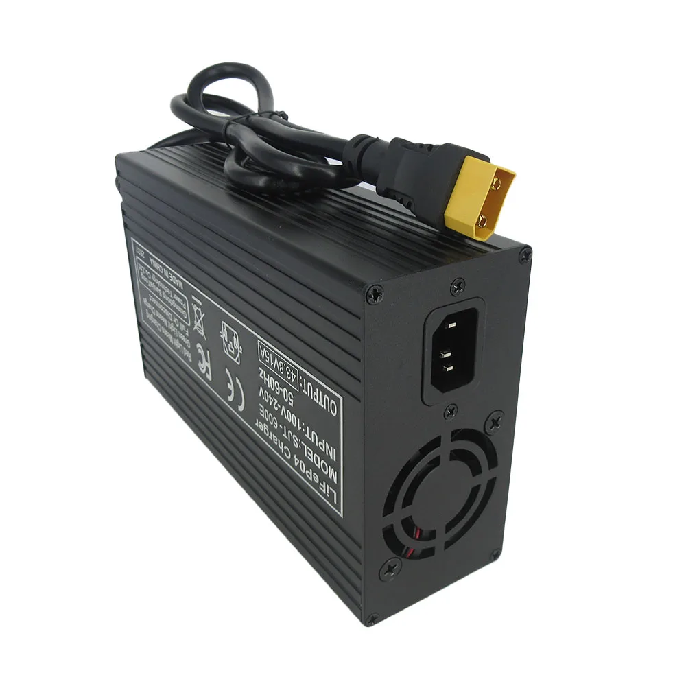 43.8V 15A LiFePO4 고속 충전기 36V 12S 인산철 골프 카트 에너지 저장 태양광 배터리 스마트 충전기 SB50 XT90