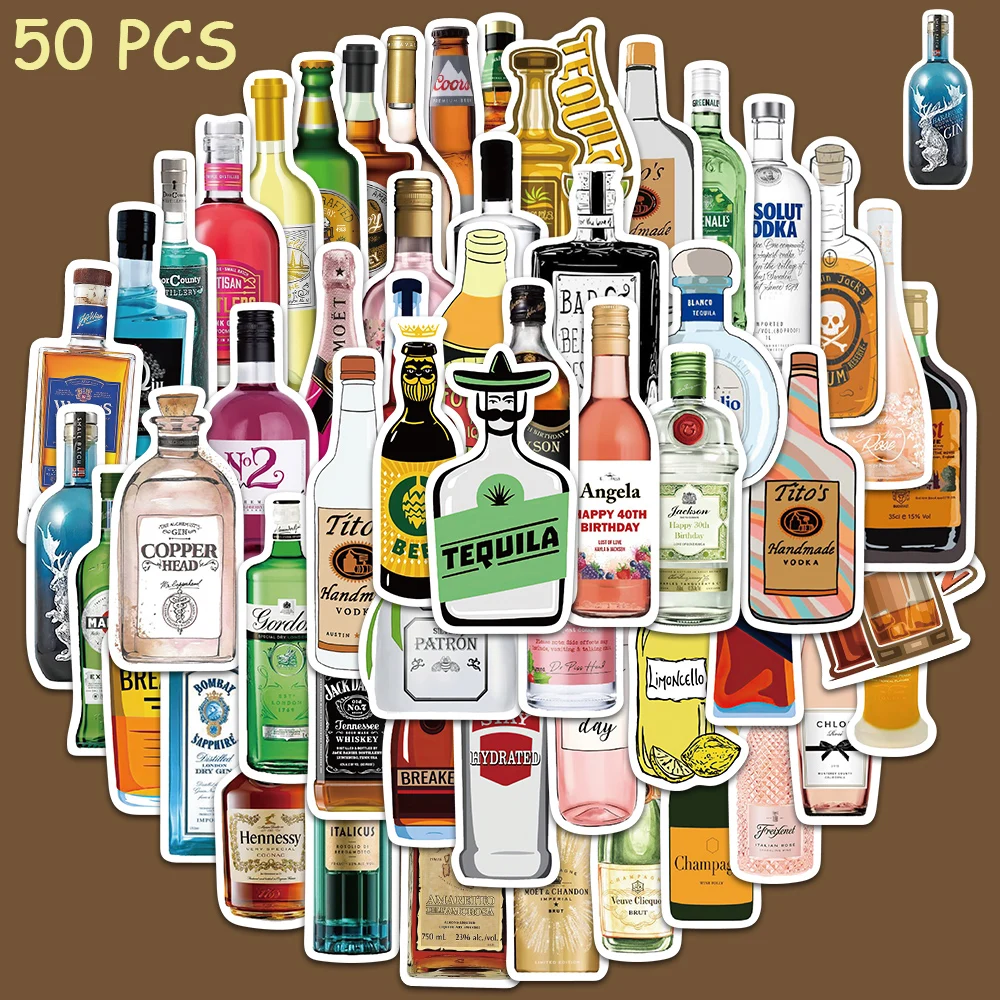 56pcs Classic Mix Wine Beer Stickers Laptop Guitar Skateboard Luggage Scrapbook Fridge Waterproof Graffiti Sticker 10 30 50pcs hallows ghost waterproof graffiti sticker decorative luggage cup laptop phone skateboard guitar scrapbook kids stick