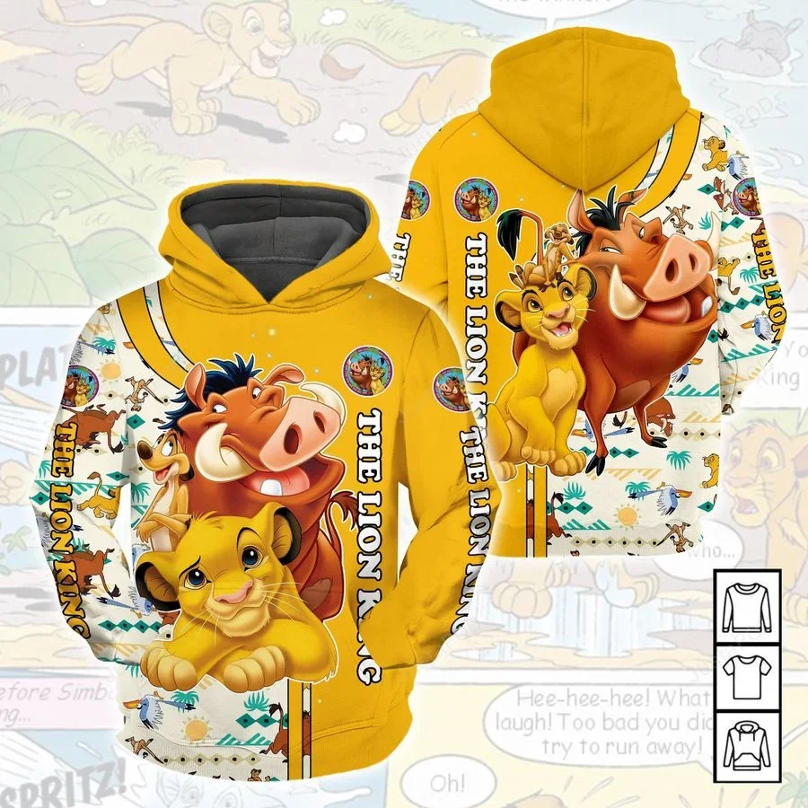 Simba Lion King 3D Felpa Con Cappuccio Cartoon The Lion King Disney Over Print 3D Zip Hoodie