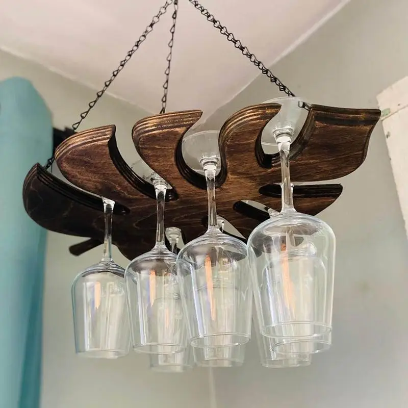 

Wine Glass Rack Monstera Leaf Shape Wooden Glass Hanging Rack Detachable Design Durable Elegant For Cupboard Bar Accessories