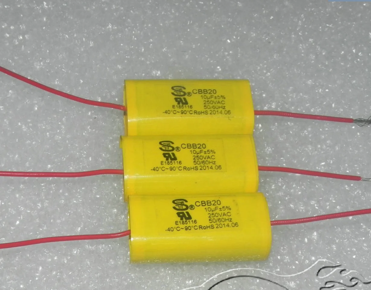 New and original 2PCS CBB20 250VAC 10UF 106J MKP with Wire Polypropylene film capacitor