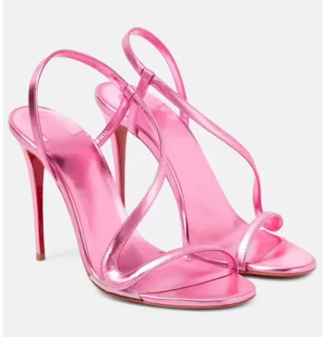 Black one-piece high-heeled shoes for women's new summer sexy snake shaped open toe comfortable slim heel high-heeled sandals
