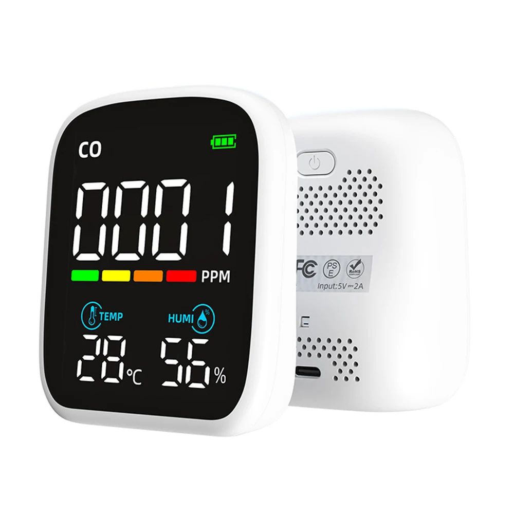 Multifunctional Carbon Monoxide Detector Temperature Humidity Meter Electrochemical CO Sensor Household Air Quality Tester