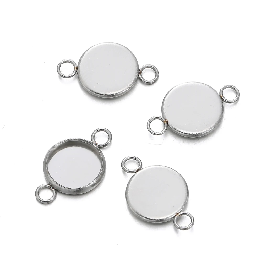 

20pcs/lot Stainless Steel Cabochon Cameo Base Settings 6-25mm Necklace Bracelets Pendants Blank Tray For Diy Jewelry Making