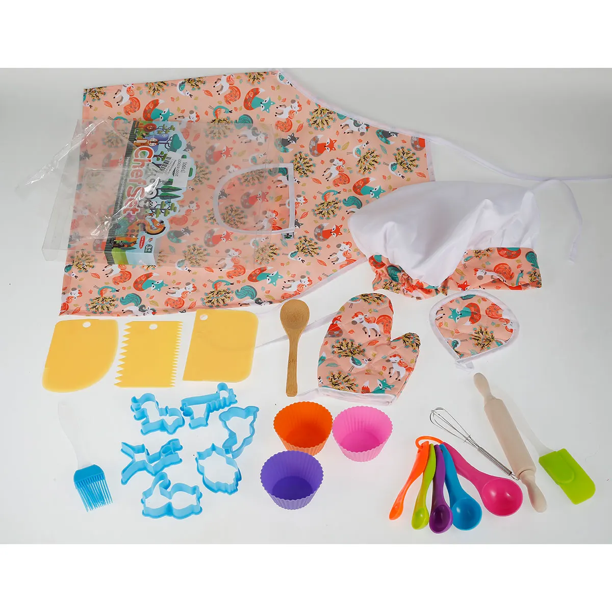 

Kids Cooking and Baking Set 26Pcs Chef Role Play Costume Set with Kids Apron Chef Hat Cooking Tools and Baking Supplies Dress Up