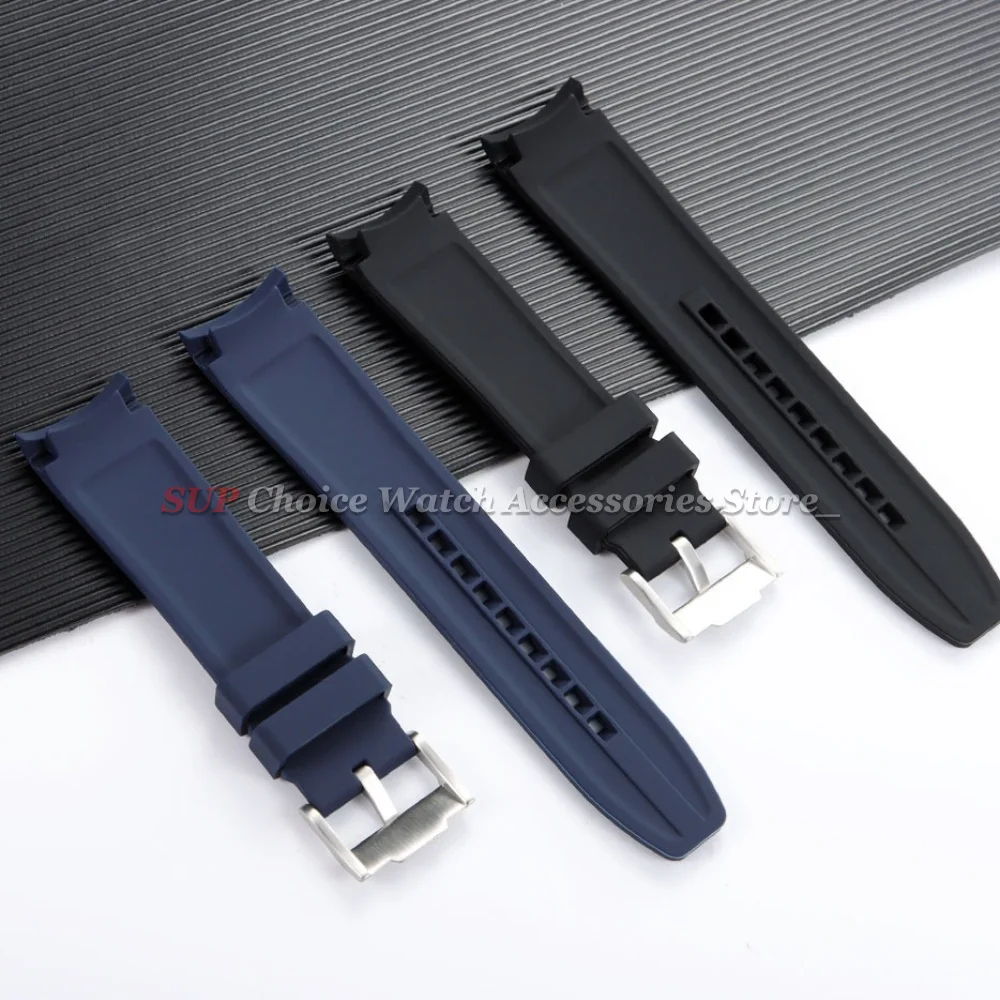 High-Quality Silicone Rubber Sport Watch Band with Curved Ends - Waterproof Bracelet