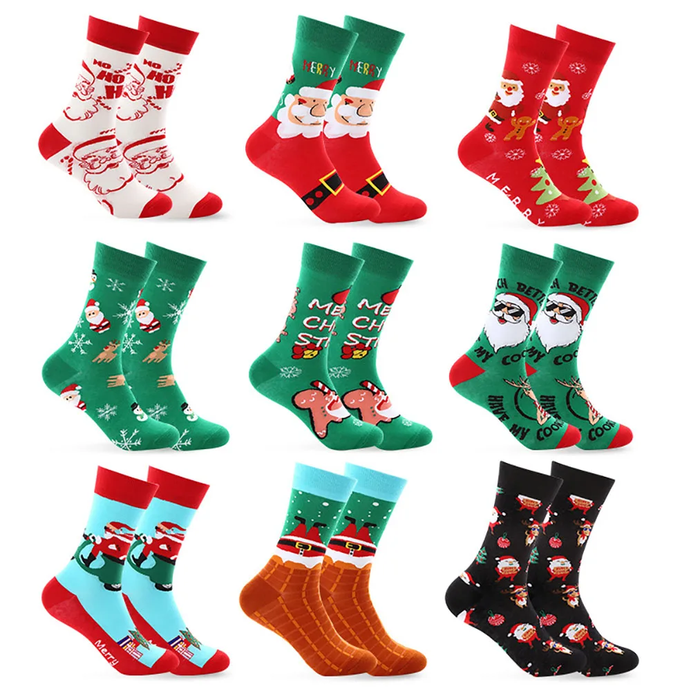 

Fashion Christmas Socks Funny Xmas Santa Claus Tree Snowflake Elk Snow Cotton Tube Crew Happy Sock Men New Year Funny Sokken