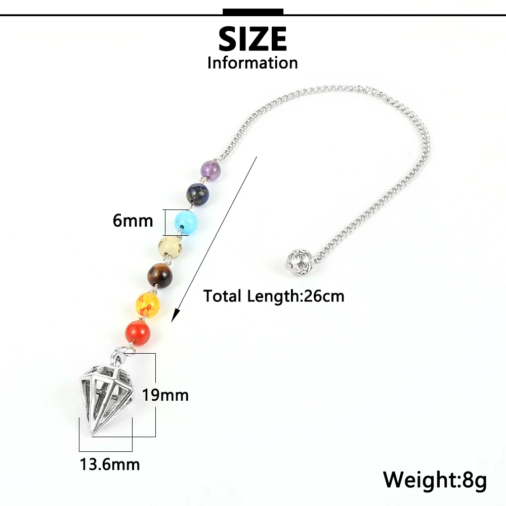 7 Chakra Healing Crystals Pendulum Pendant For Necklace Natural Stone Energy Generator Meditation Pendan For Women Reiki Jewelry
