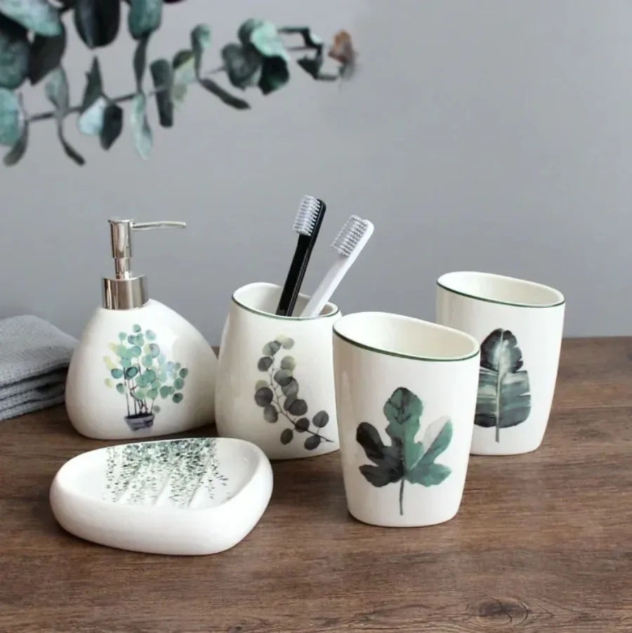 White Ceramic Bathroom Set Image 8