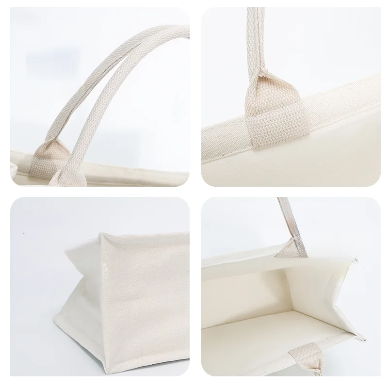 10pcs White Canvas Bags Custom Wedding Party Gift Tote Bags DIY Shopping Bags Large Capacity Tote Bags Custom Printed Logo 3