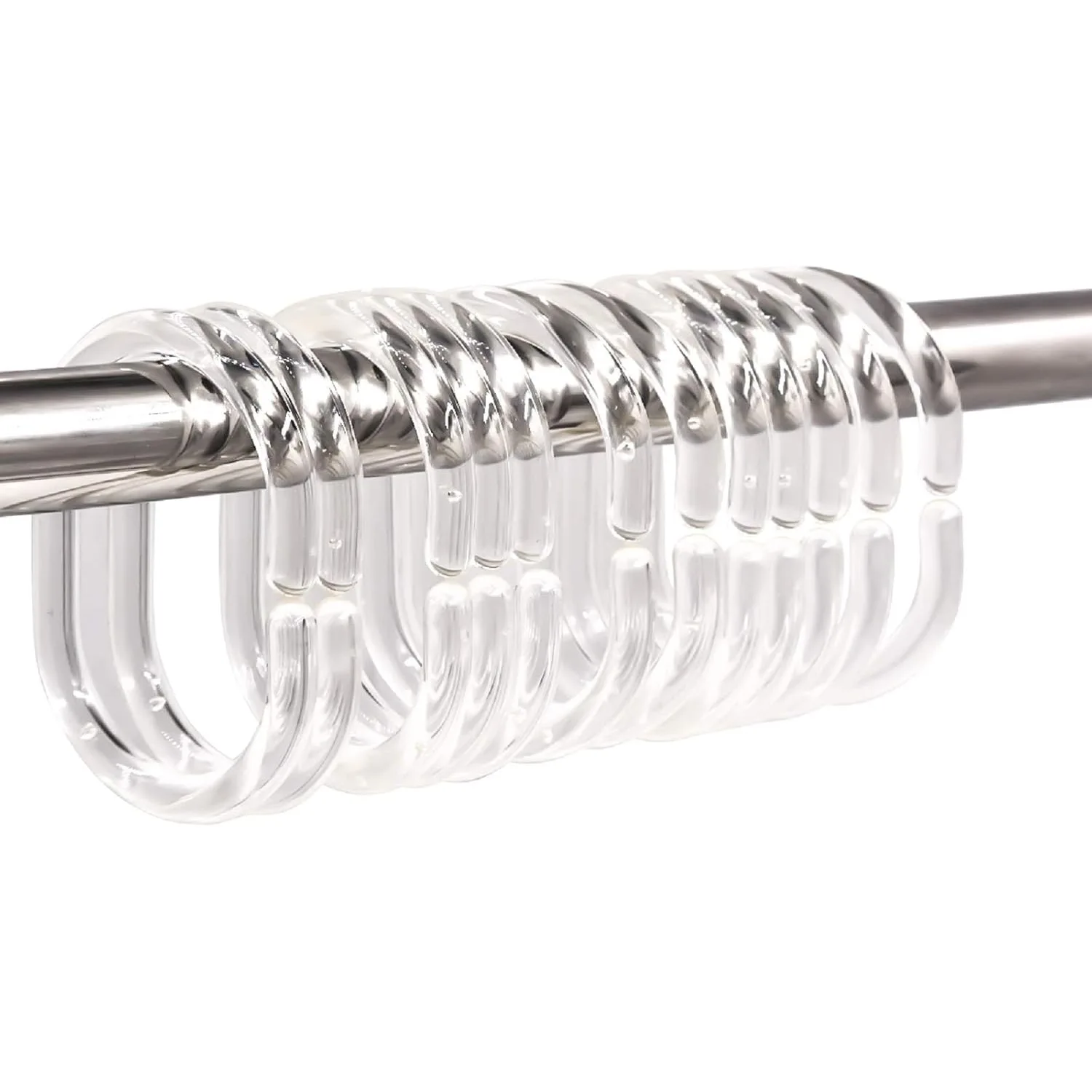 12 قطعة من حلقات ستائر الدش الدائرية، حلقات ستارة الحمام للحمام، انزلاق بسهولة على خطافات الدش لقضيب الدش في الحمام