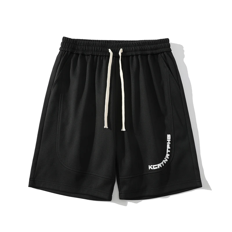 Fashion Lace Up Spliced Printed Letter High Waist Shorts Men's Clothing 2024 Summer New All-match Loose Elastic Casual Shorts