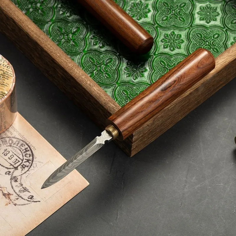 Pu'er tea knife Damascus handmade stainless steel tea needle set accessories