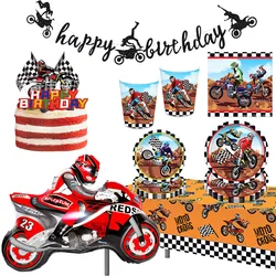 Motorcycle Theme Party Plates cups balloon Motocross Tableware Dirt Bike Party cups Kids Motorcycle Birthday party Decorations