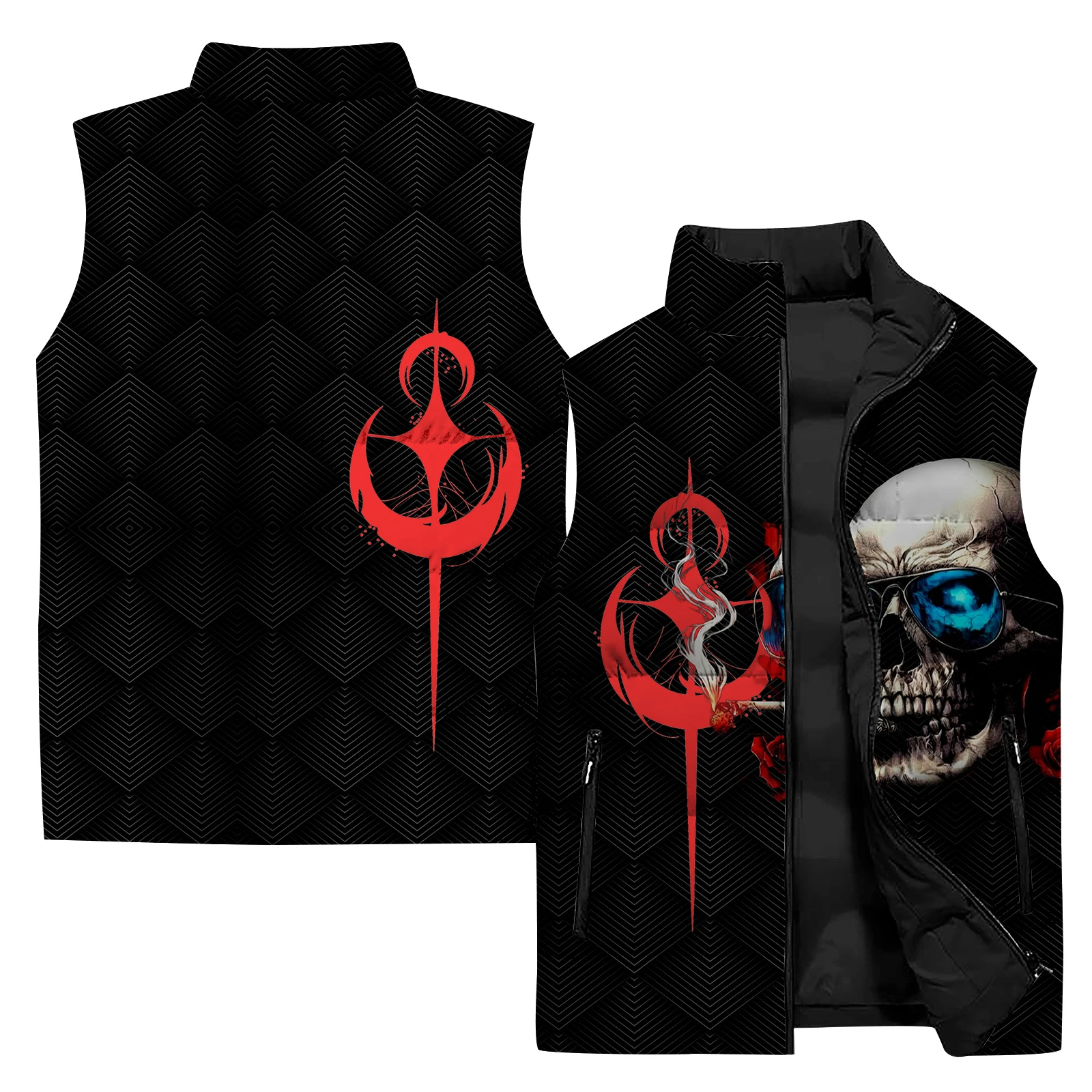 thumbnail image 1 of Chaleco cortavientos con costuras geniales para hombre, chaqueta sin mangas con patrón 3D a la moda para hombre, chaleco para hombre, ropa deportiva para exteriores y ciclismo, 1 of 5