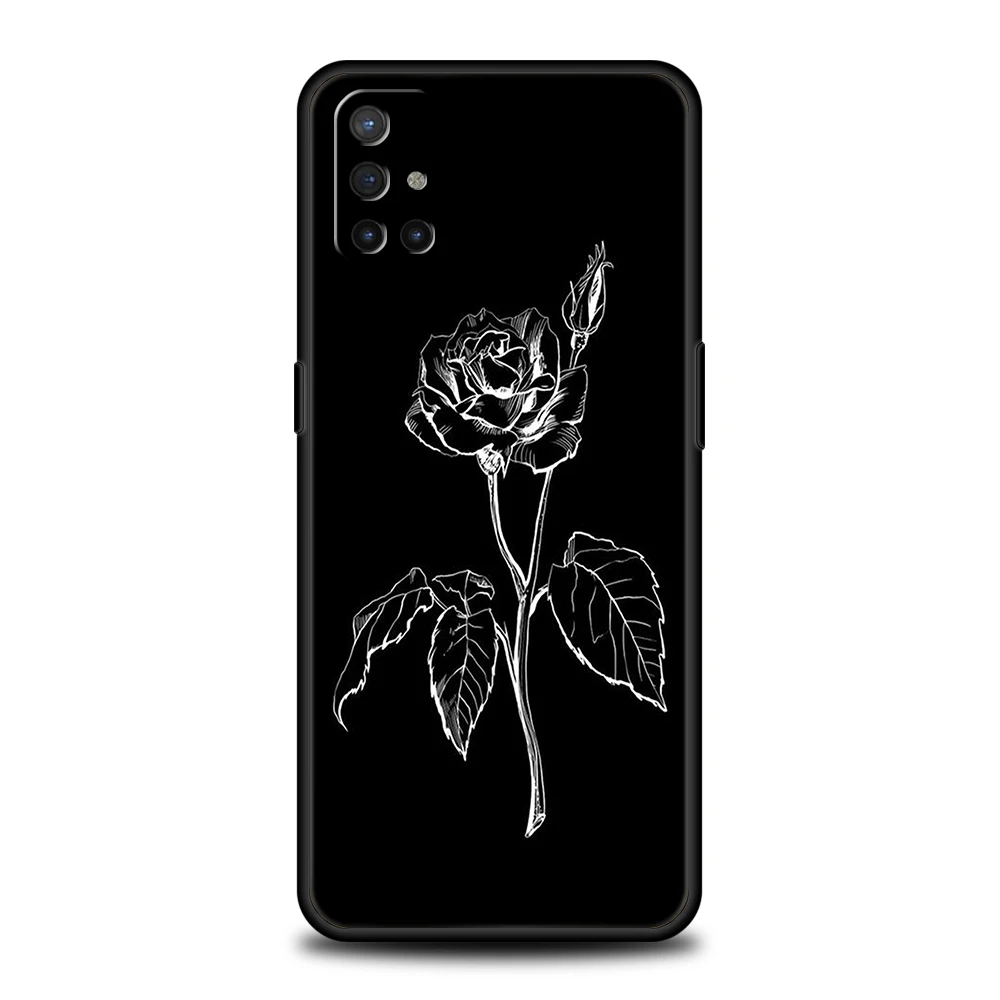 Elegant Black Floral Silicone Phone Case – Durable Protective Cover