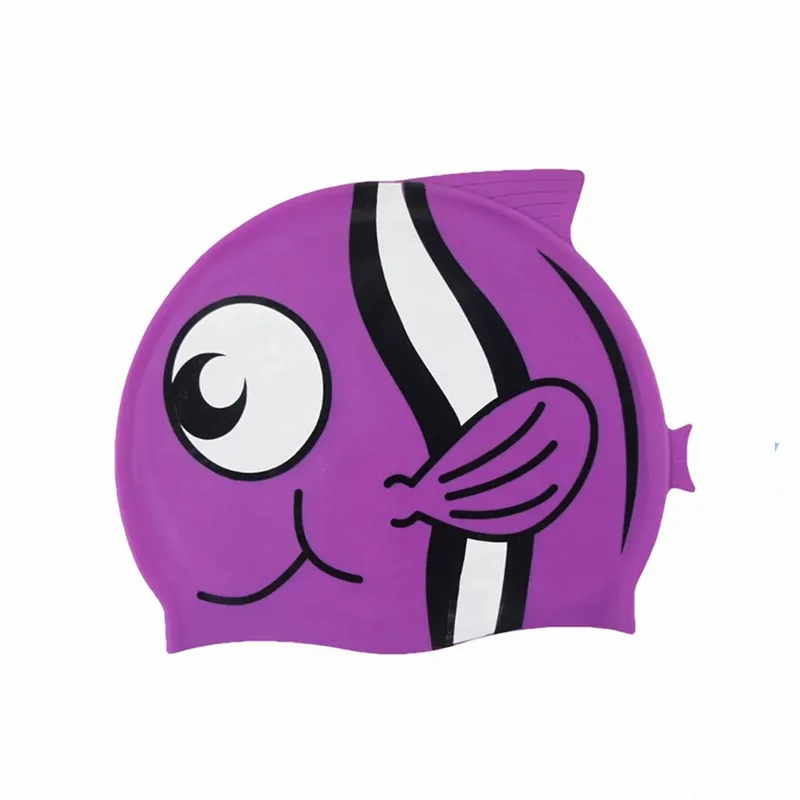 Children's Silicone Fish Cap Cartoon Boys Girls Swimming Training High Elastic Waterproof Cute Swimming Cap,Swim Cap for Kids