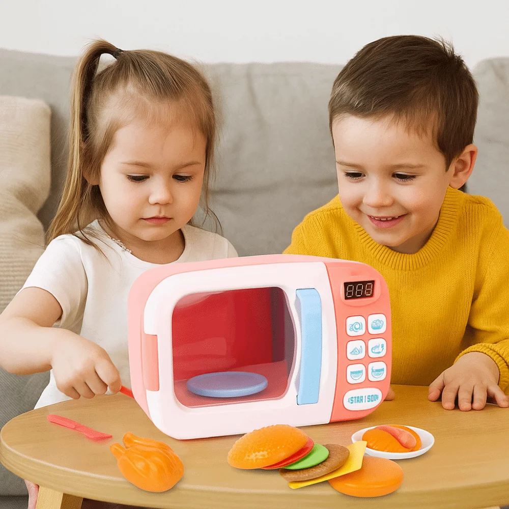 Creative Household Appliances Toys DIY Montessori Simulation Microwave Toy Vegetables Interactive Oven Kitchen Toys For Children
