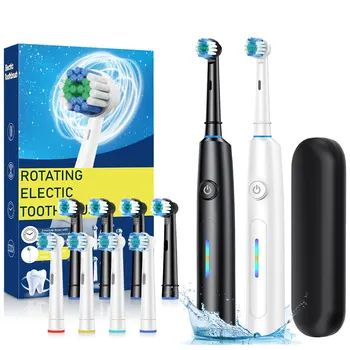 Rotating Electric Toothbrush, 5 Cleaning Modes Timer Clean Teeth Whitening, USB Rechargeable Toothbrush with Replaced Heads 1