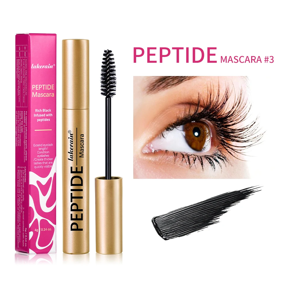 מסקרה פפטידים שחורה לבניית ריסים ארוכים מסקרה לעזור לצמיחת הריסים טיפוח מזין איפור עבה וחזק יותר