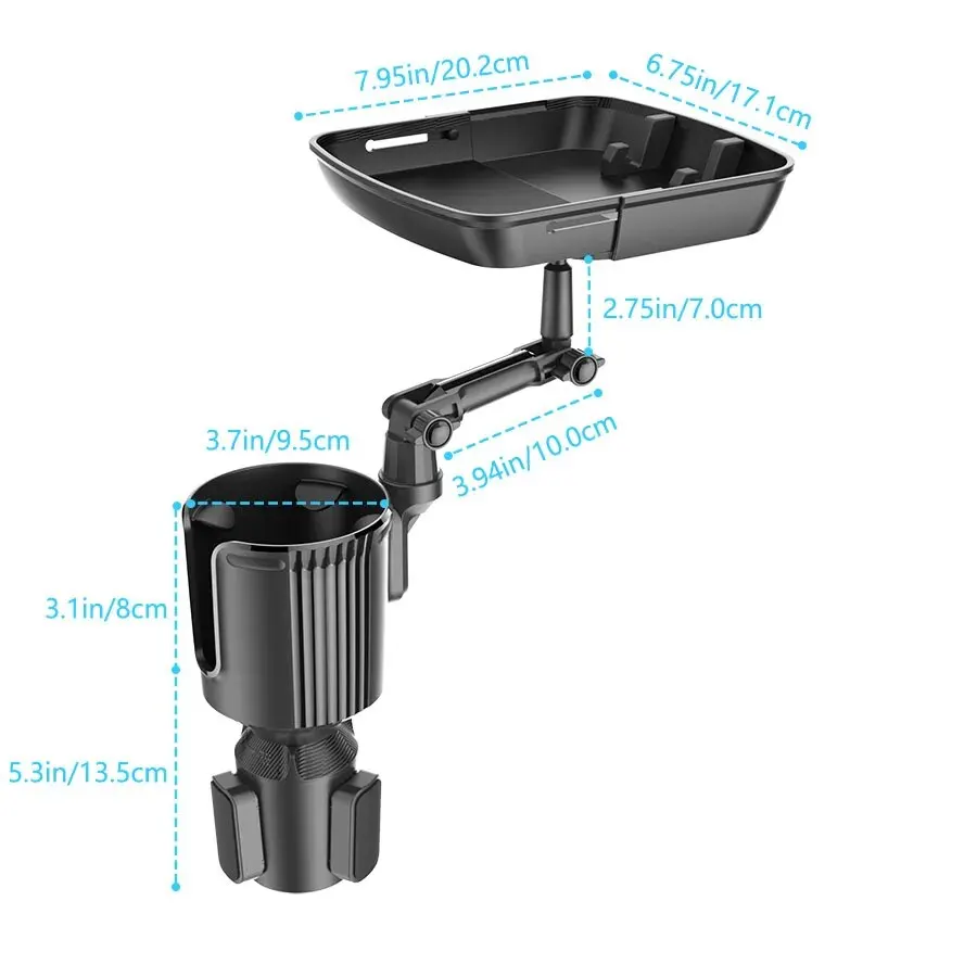 2-in-1 자동차 컵 홀더 360도 회전 식사 트레이 자동차 워터 컵 홀더 커피 햄버거 보관 상자 작은 식탁