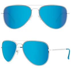 MAXJULI Stylish Polarized Aviator Sunglasses - M (Blue)