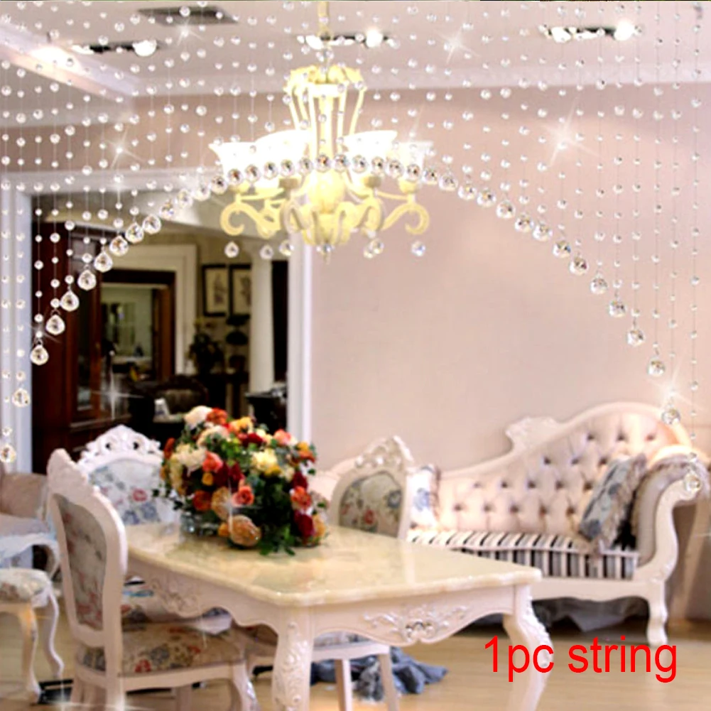 1m/string svatební hotel přenosné domácí použít záclona korálek ložnice restaurace pro DIY broušené sklo okno závěsný dekorace zeď