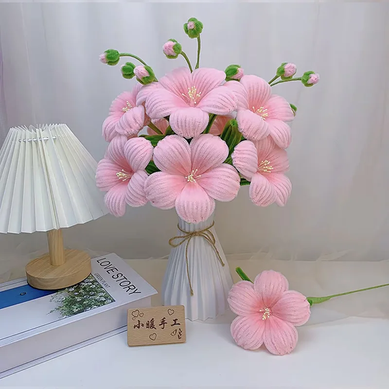 창의적인 로맨틱 히비스커스 꽃 핸드메이드 재료 키트 DIY 트위스트 스틱 암호화된 퍼리 스틱 부케 데스크탑 장식품 1101