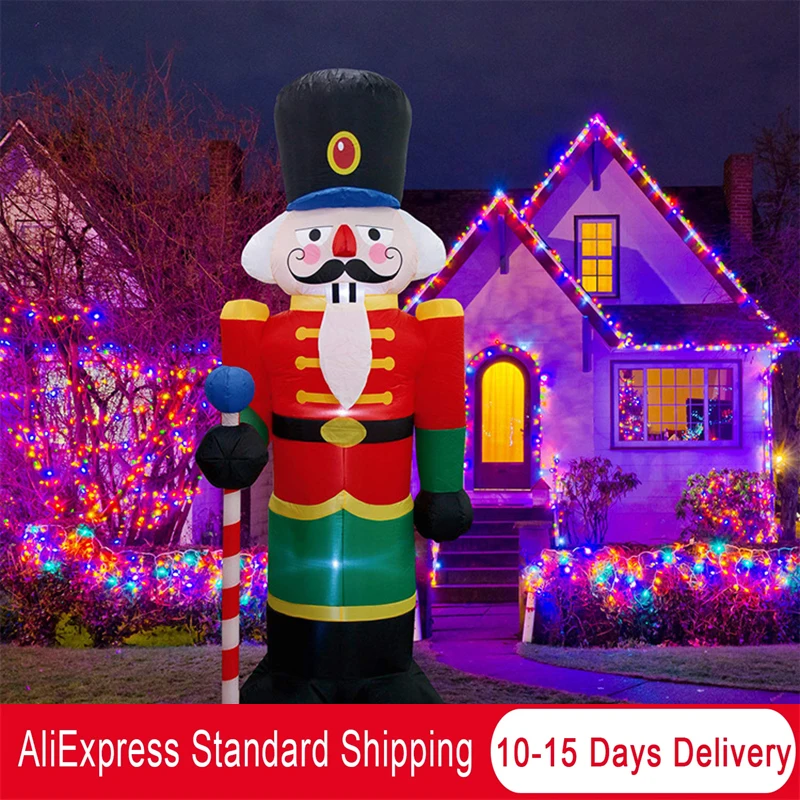 

8FT Christmas Decor Outdoor Illuminated Inflammable Nutcracker Soldier Light Up Inflatable Santa Claus Soldier Decoration