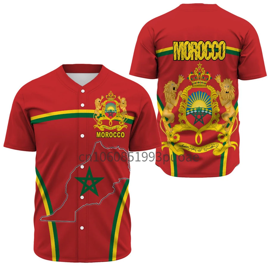 

Morocco Active Flag Baseball shirt 3Dprinted Baseball Jersey Shirt Casual Unique Unisex Funny Sport Style 3D Shirt