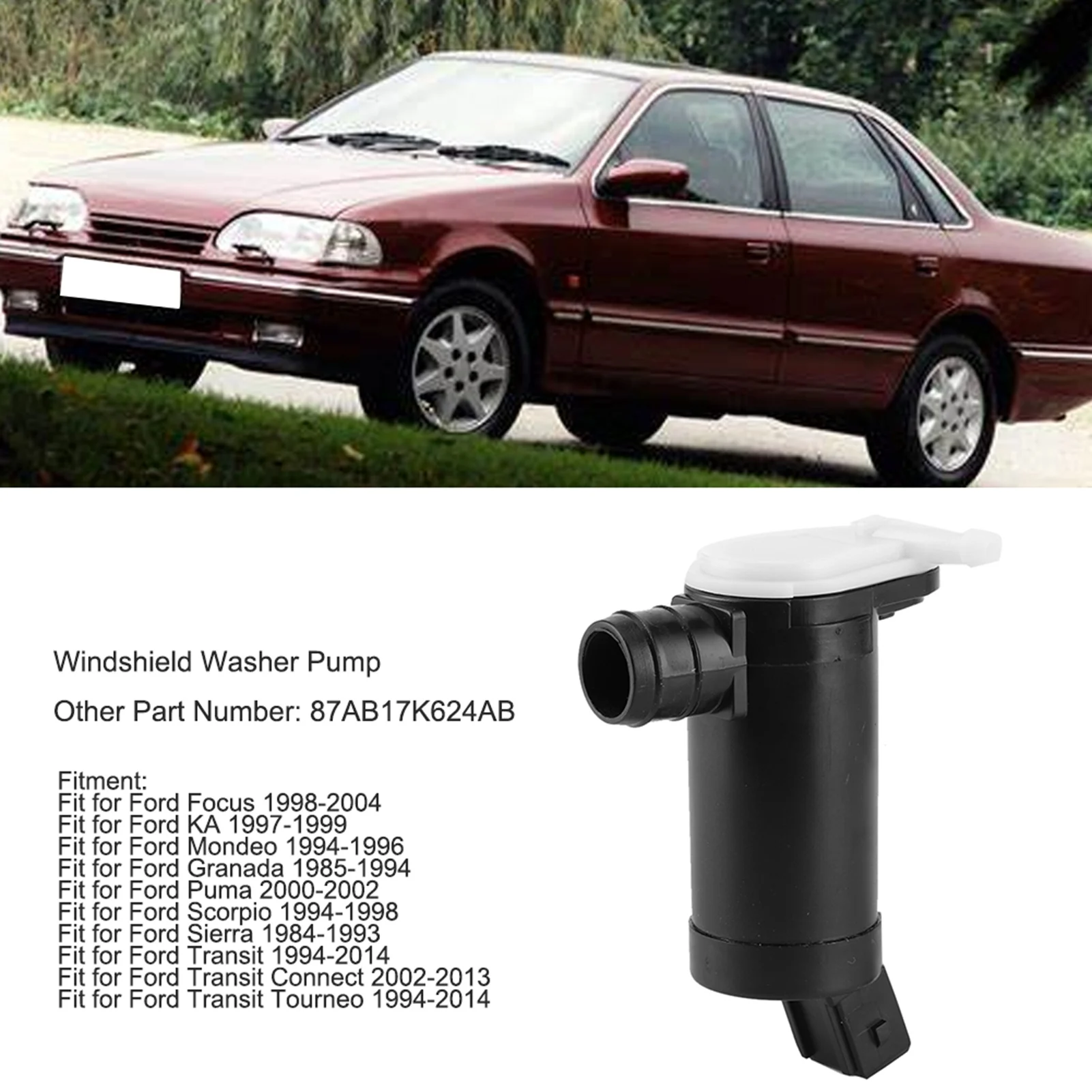 Car Windshield Washer Pump 87AB17K624AB Fits For Ford Focus 1998-2004 Mondeo 1994-1996 Transit 1994-2014