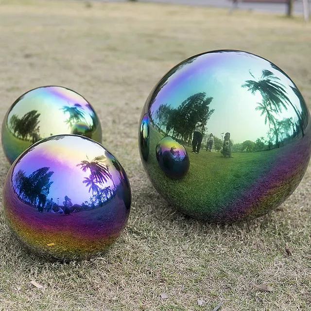 Többszínű Golyó Dia 32 Mm-400 Mm Rozsdamentes Acél Üreges Zökkenőmentes Finom Gömb Otthoni Udvar Úszómedence Díszítés Díszek - Image 4