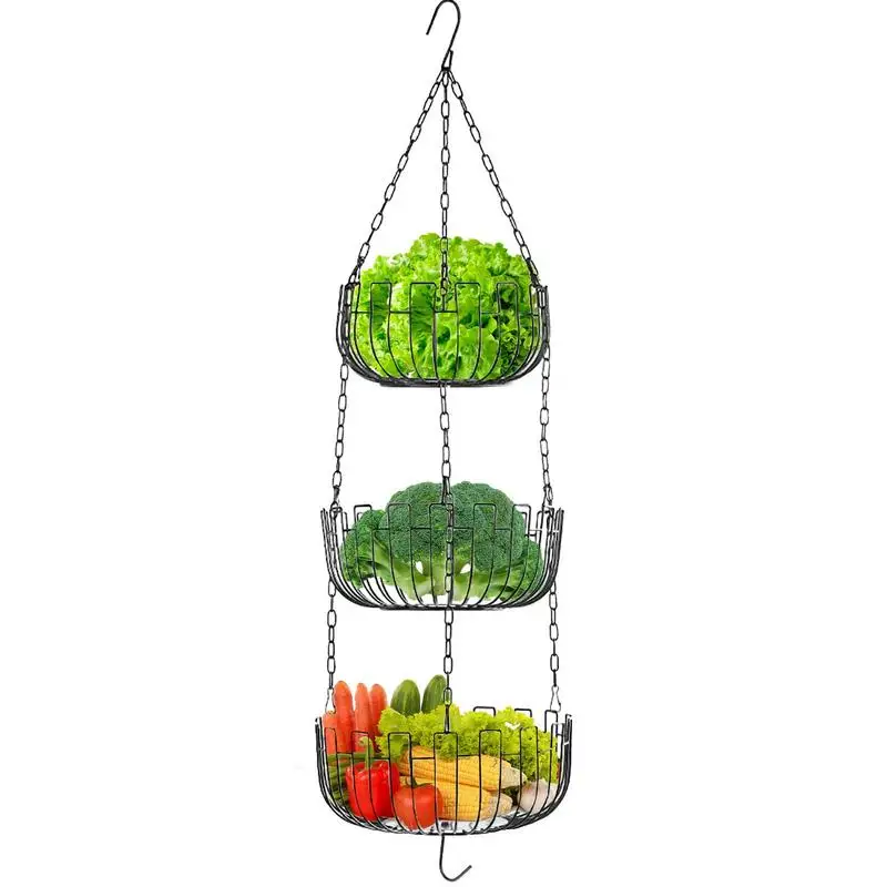 

Hangings Fruit Baskets Tiered Wire Organizer Metal Vegetable Basket Heavy Duty Metal Wire Baskets Detachable Tiered Fruit Holder