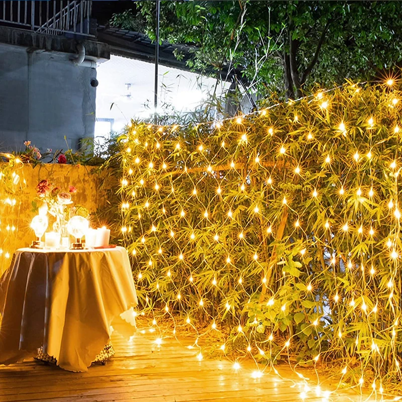 Red de pesca al aire libre, luces de hadas navideñas, cortina de guirnalda de calle de jardín, árbol de boda, Ramadán, 4m x 6M, 1,5 M x 1,5 m, 2x3M