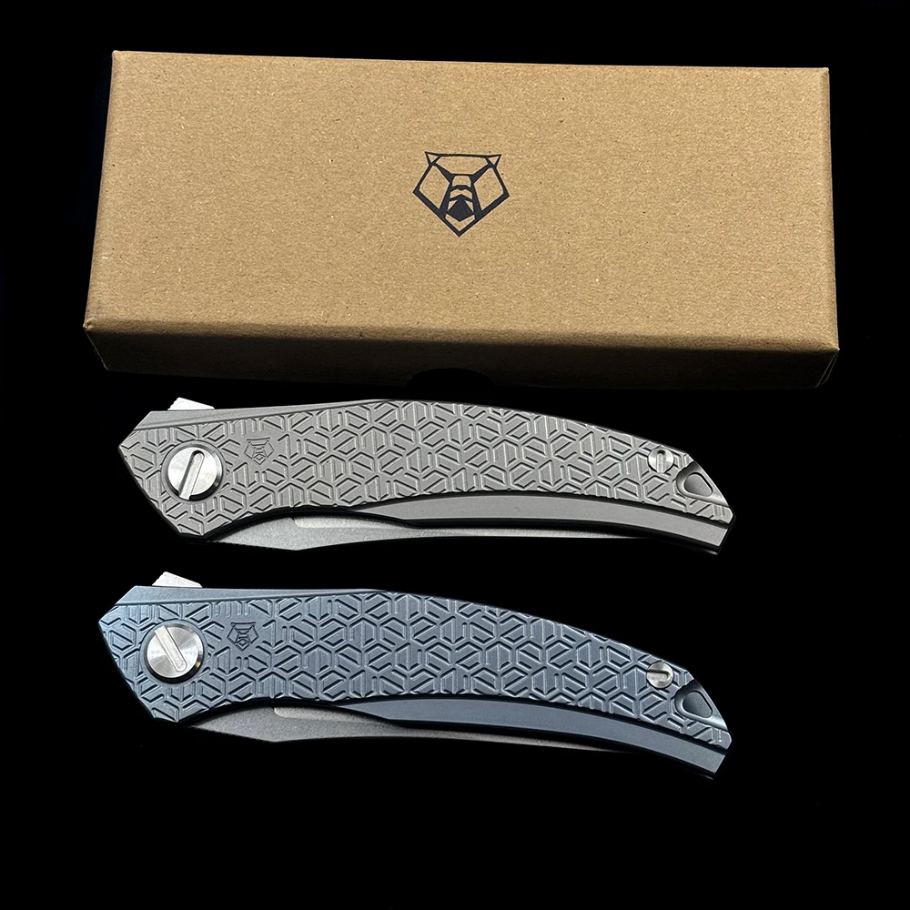 Shirogorov Quantum Cromax PM Blade Titanium Alloy Handle Folding Knife Outdoor Camping Hunting Pocket EDC Tool Knife 6