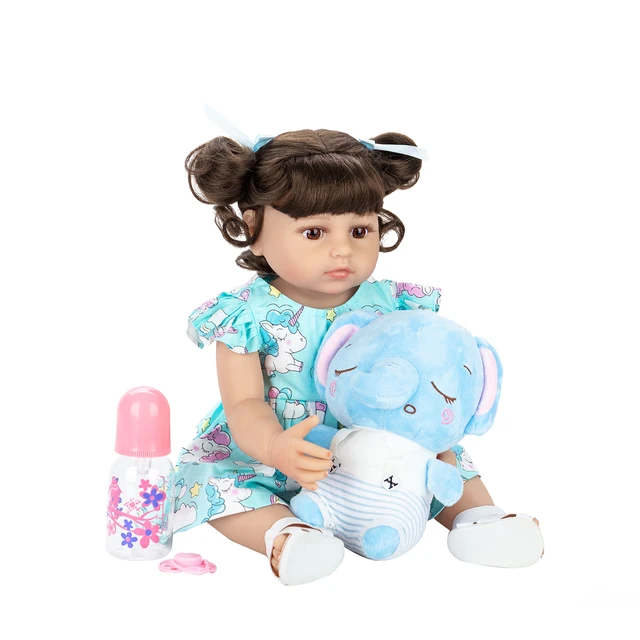 55CM Reborn Baby Girl With Elephant Very Soft Full Body Silicone Doll Bath  Lifelike Real Touch child Toy - AliExpress