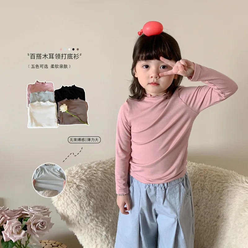 

Children Clothing Girls Base Shirt 2024 Spring New Fashionable Korean Style Long-sleeved T-shirt Top Girl Casual Pullover